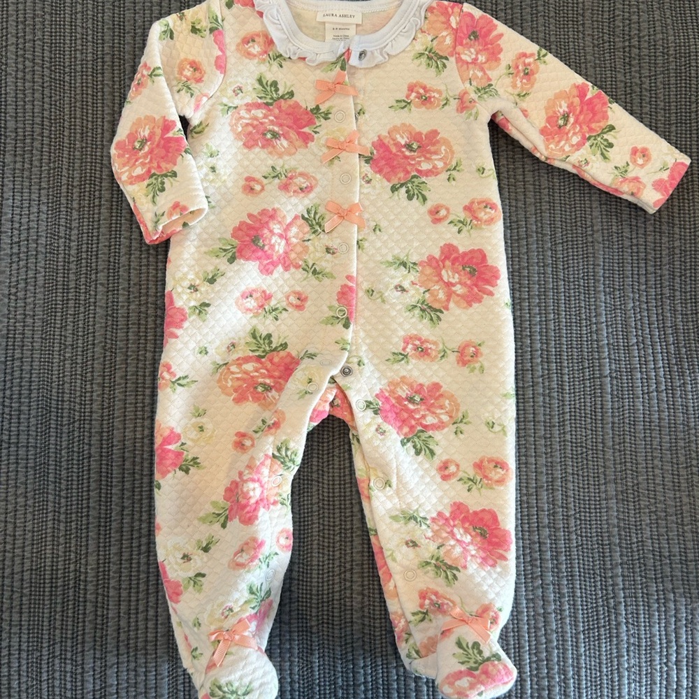 Laura Ashley Pink and Cream Floral Footie